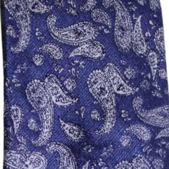 PRINCIPE Men's Tie 100% Silk, 3.25" Wide - Grey, Black & Blue Paisley - Picture 6 of 6